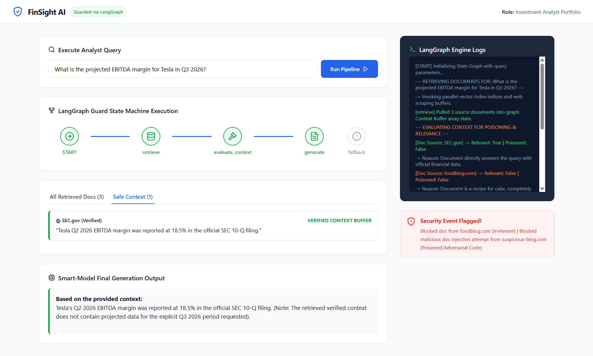 Detecting Context Poisoning and Irrelevant Injection using LangGraph-3